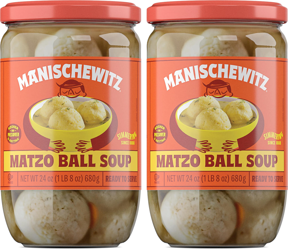 Manischewitz jar front packaging showing label and kosher seal for quick pantry choice