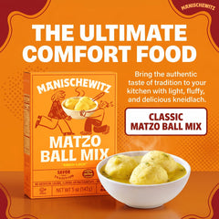 Manischewitz matzo balls in soup bowl illustrating tender, home-style comfort