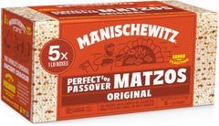 Manischewitz front packaging showing five 1lb boxes and brand trust