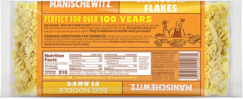 Manischewitz served square farfel in bowl, ready-to-eat and easy family side