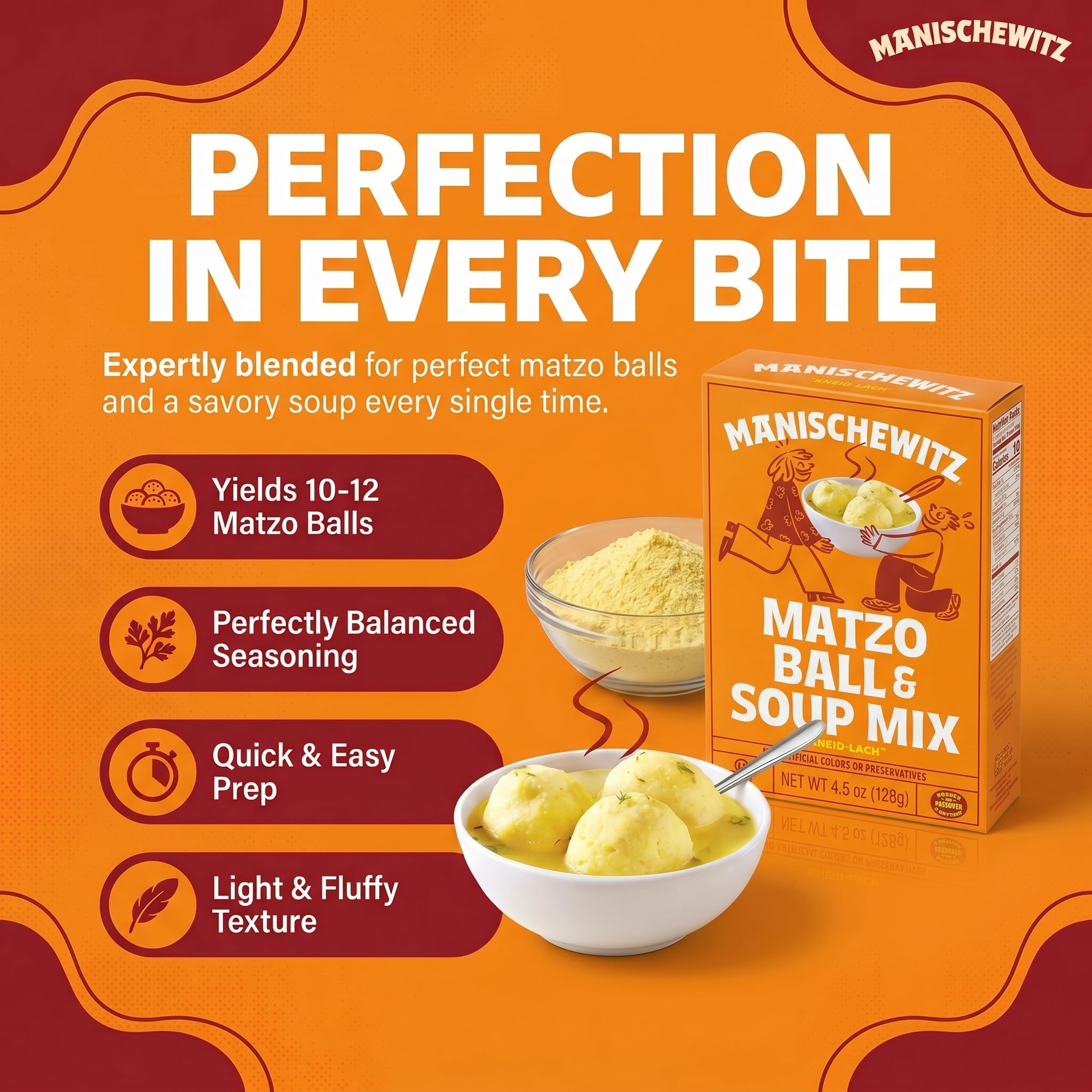 Manischewitz served with chicken and herbs showing customizable flavor boost