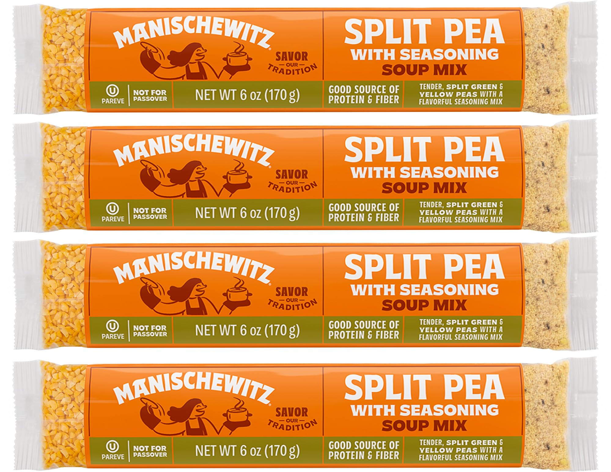 Manischewitz front packaging shows brand and 4-pack convenience for fast meals
