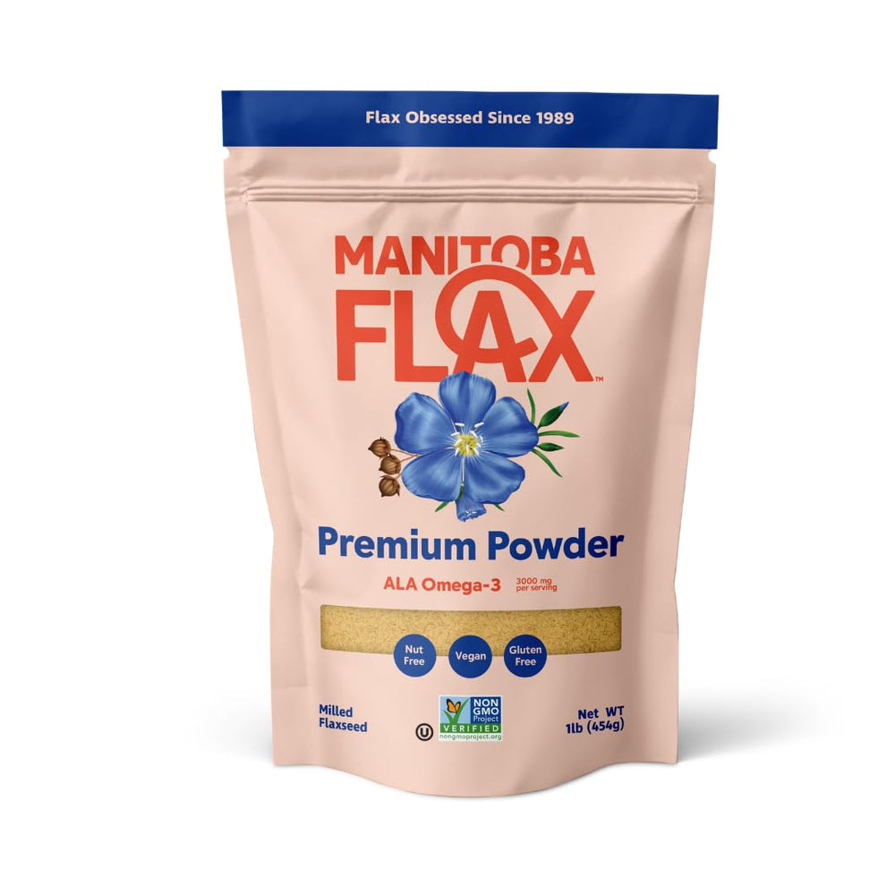 Manitoba Flax front of bag showing branding and 1 lb size benefit