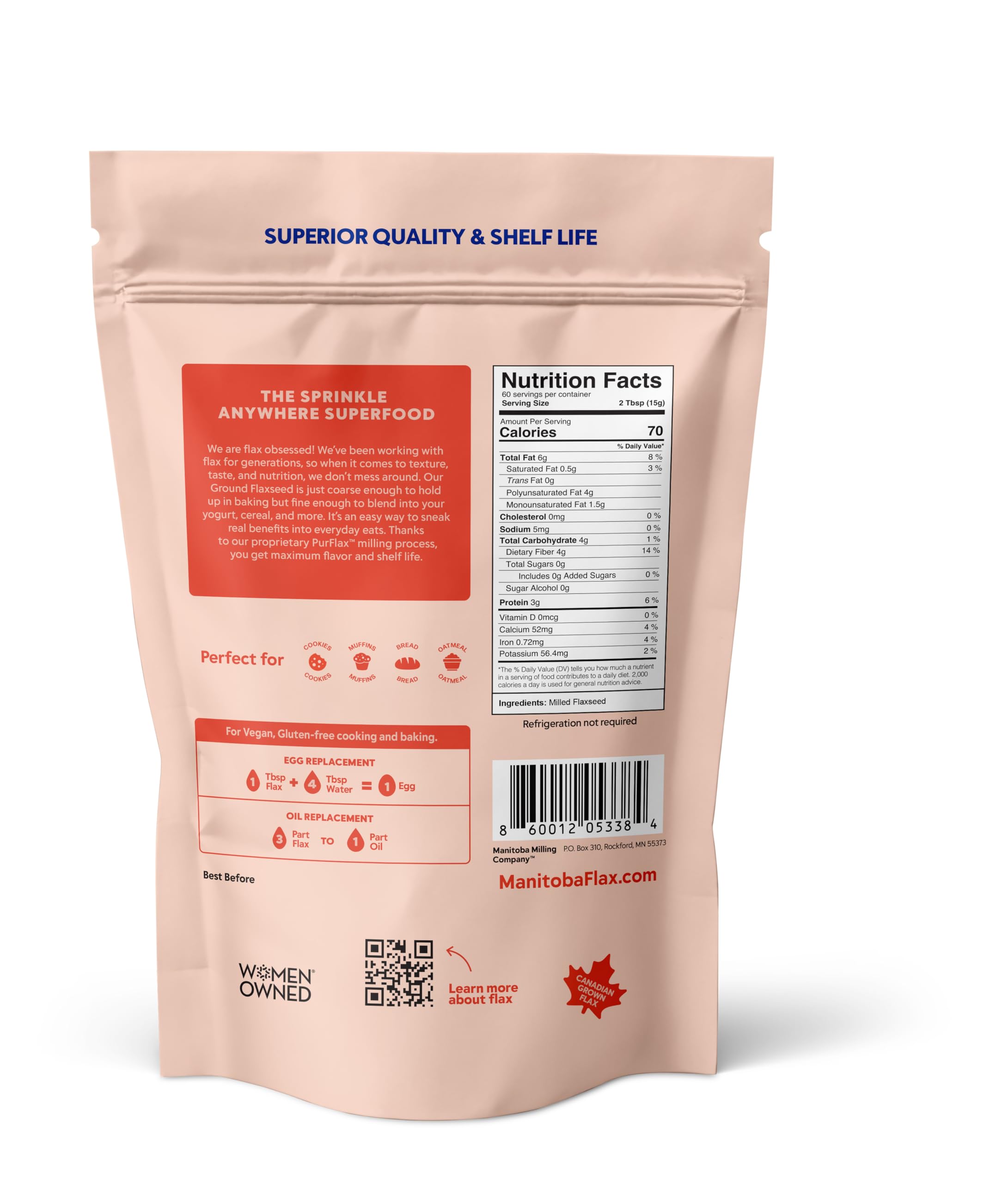 Manitoba Flax spoon portion illustrating measured servings and convenience