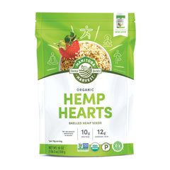 Manitoba Harvest front packaging showing organic 18 oz bag and branding benefit