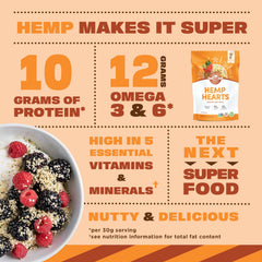 Manitoba Harvest hemp hearts sprinkled on yogurt adding protein and healthy fats