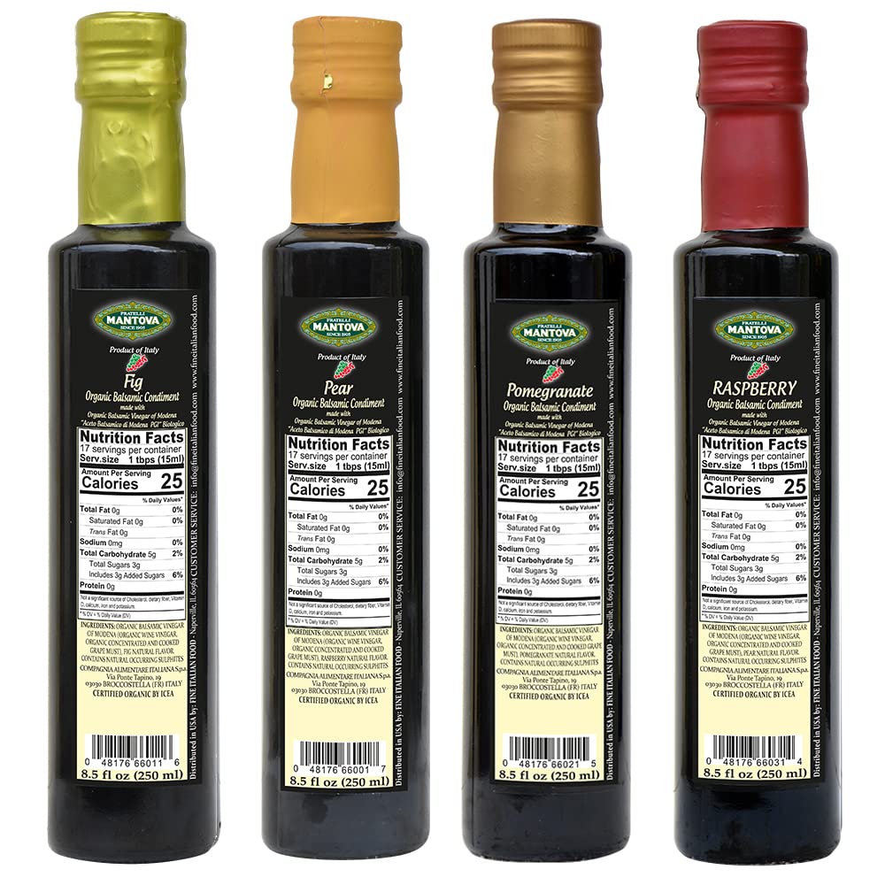 Mantova fig bottle label close-up showing organic Modena origin