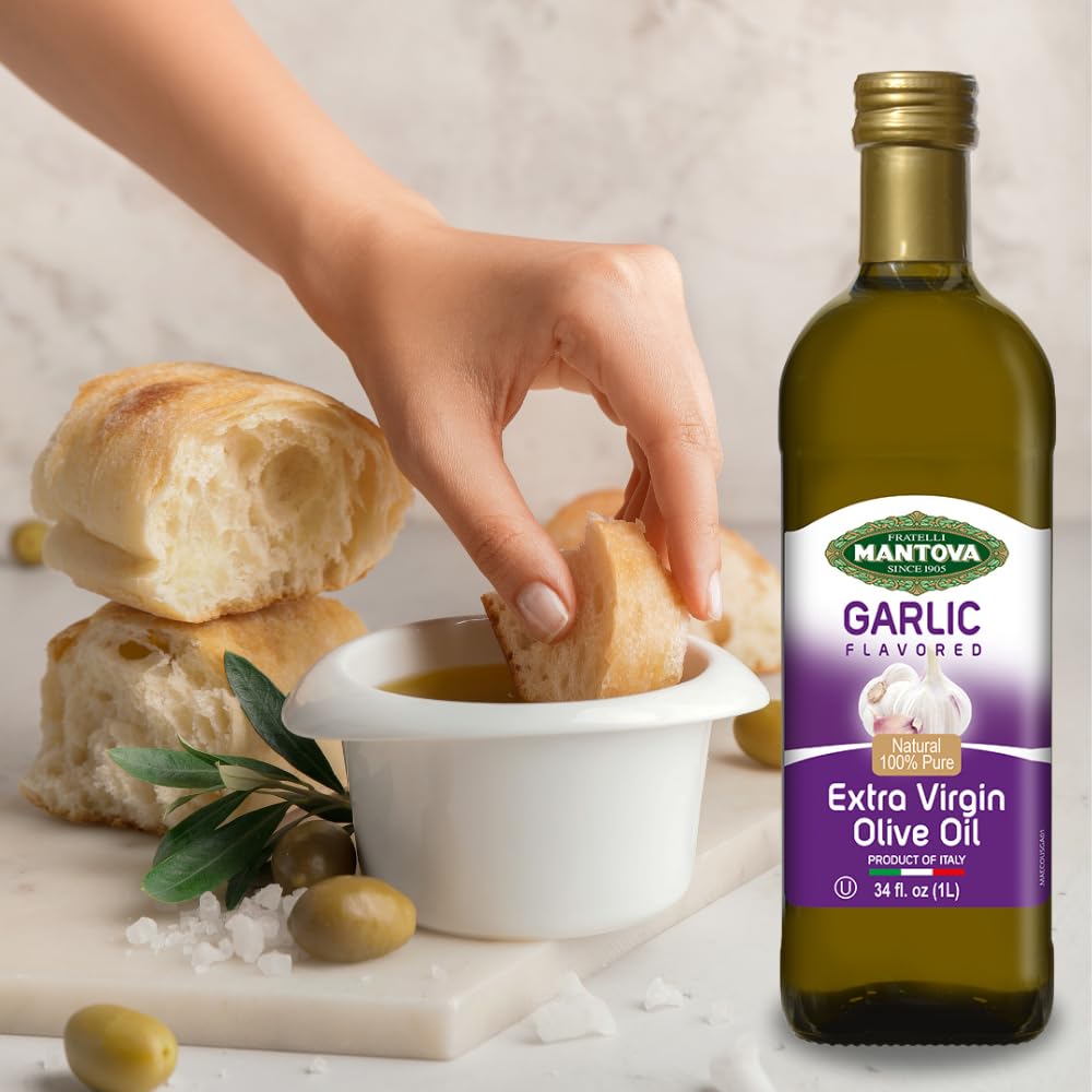 Mantova bottle next to measuring spoon showing scale and serving size guidance