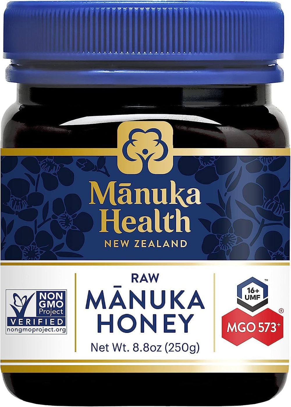 Manuka Health jar front view showing UMF 16+ label and premium look