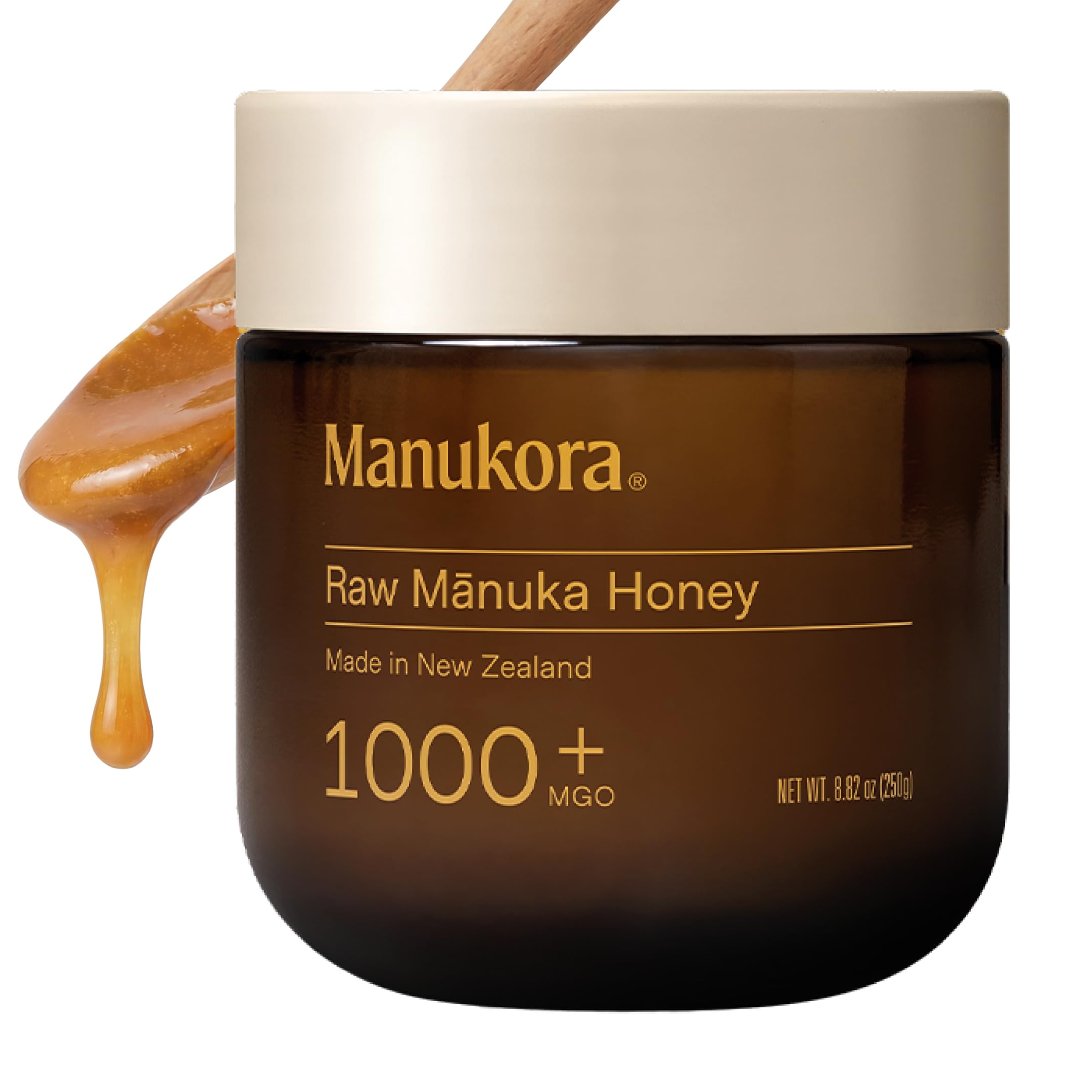 Manukora front jar 250g showing label and premium look benefit: confident purchase