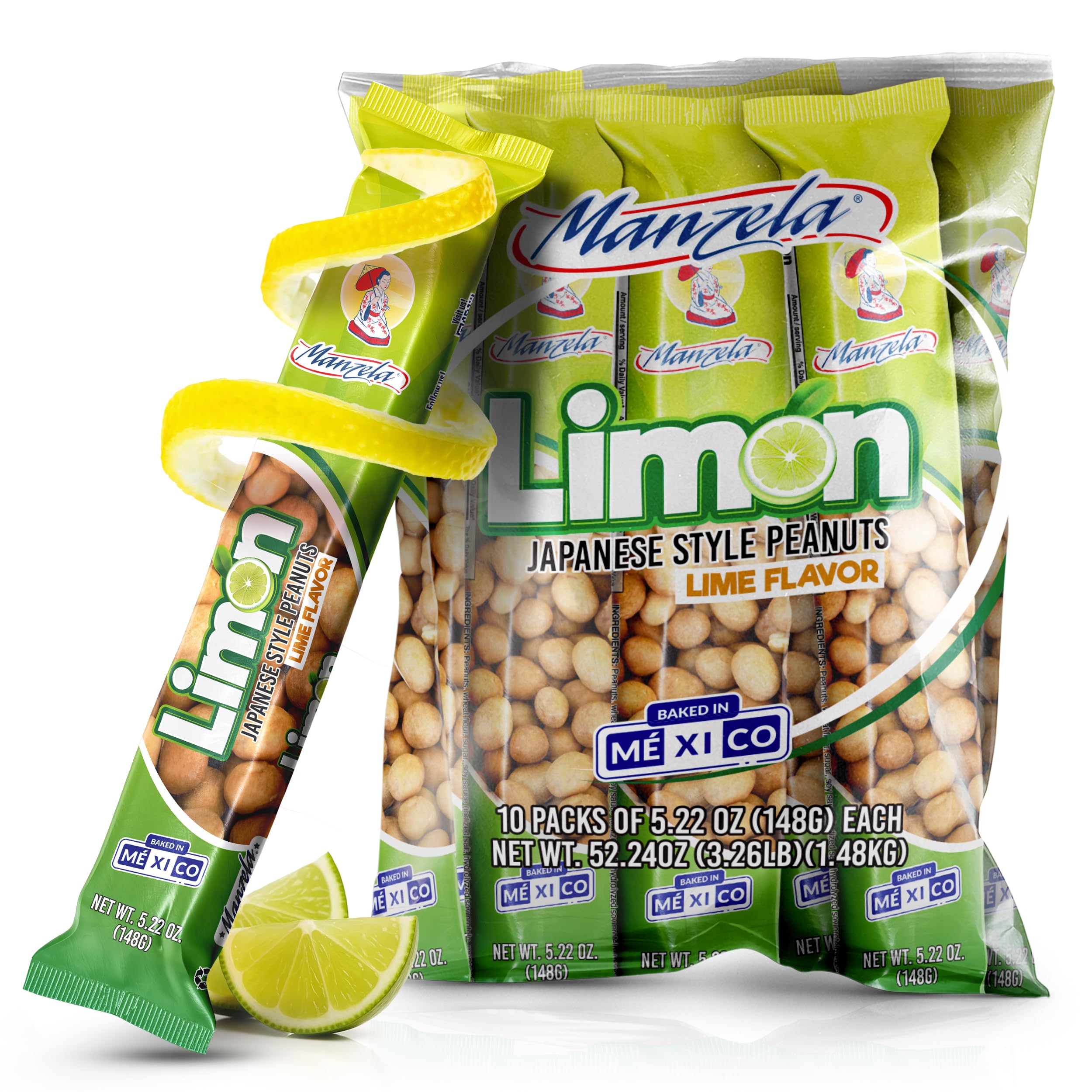 manzela front packaging showing lime flavor and serving suggestion benefit: clear product view