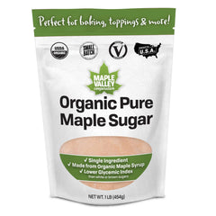 Maple Valley front packaging showing organic 1 lb bag and clear benefits
