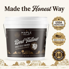 Maple Valley tallow in skillet frying golden fries to demonstrate high heat performance