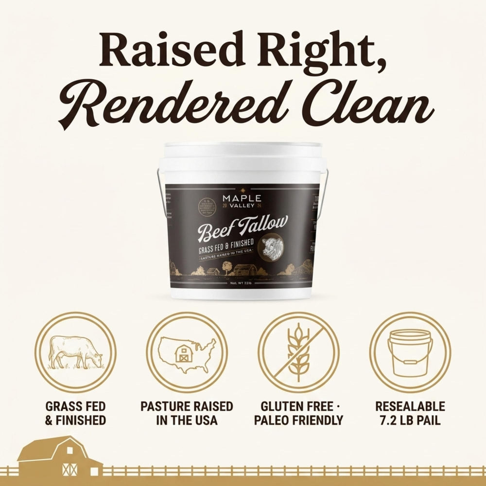 Open Maple Valley tallow container revealing smooth texture and neutral color for easy melting