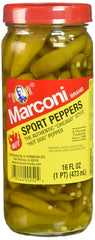 Marconi jar front showing peppers and label adds spicy tang to foods