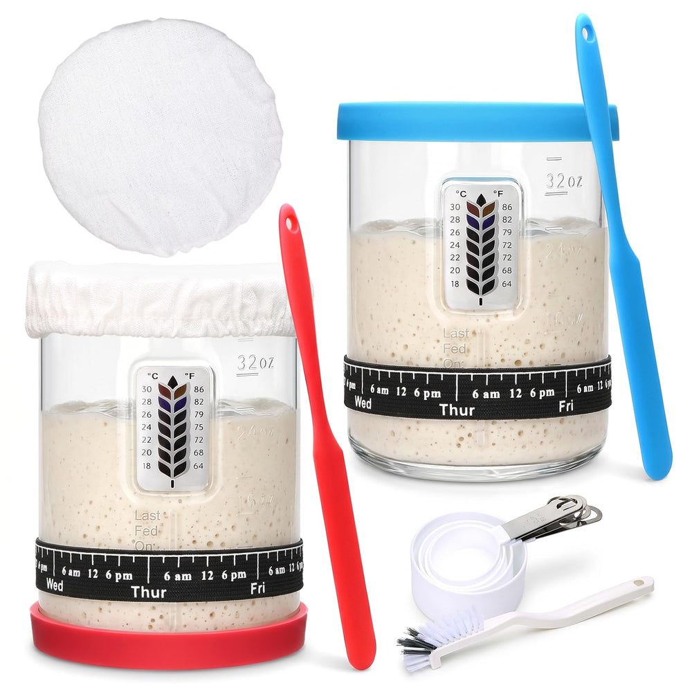 Maredash two-jar kit front view showing complete fermentation accessories for organized baking