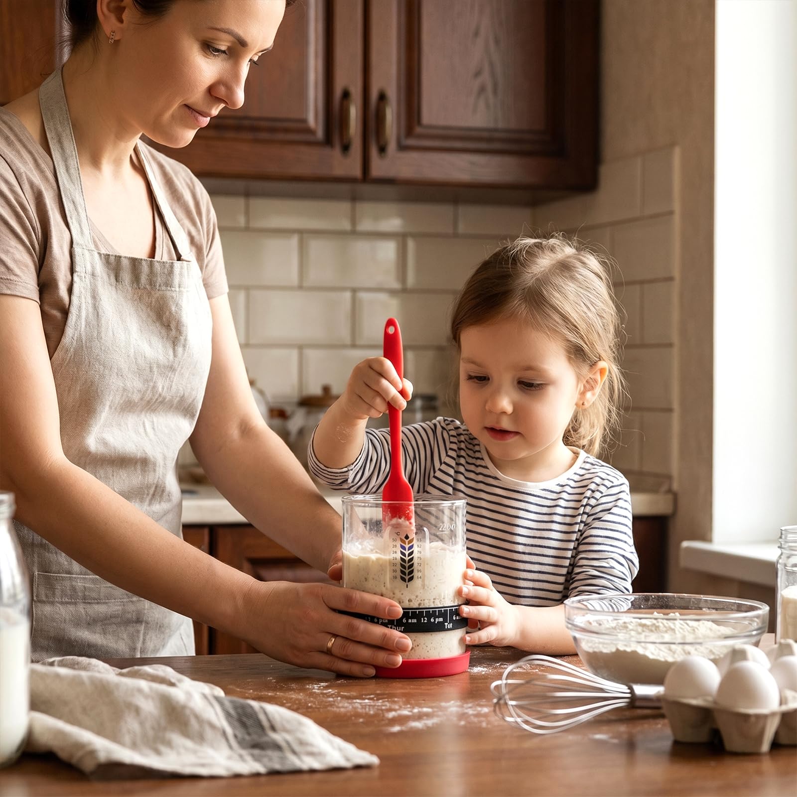 Maredash jar with active sourdough starter on countertop showing real use benefit