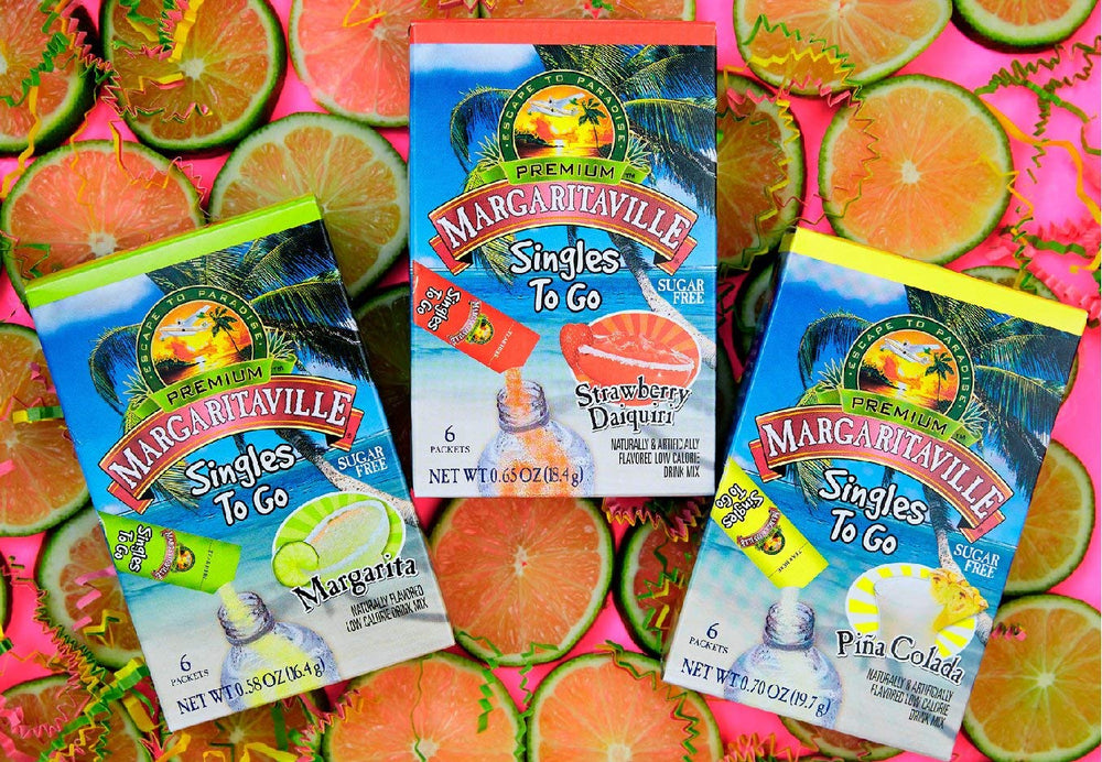 Margaritaville drink bottle on beach towel illustrating refreshing on-the-go enjoyment