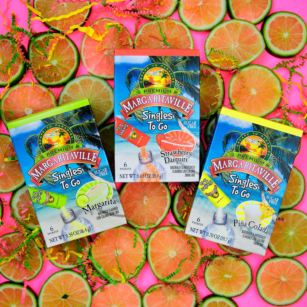 Margaritaville packet being poured into bottle demonstrating simple preparation