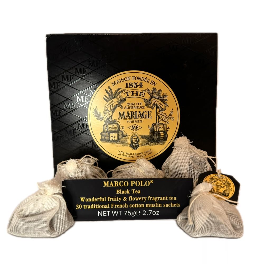 Mariage Frères boxed Marco Polo sachets front view showing elegant packaging and premium appeal