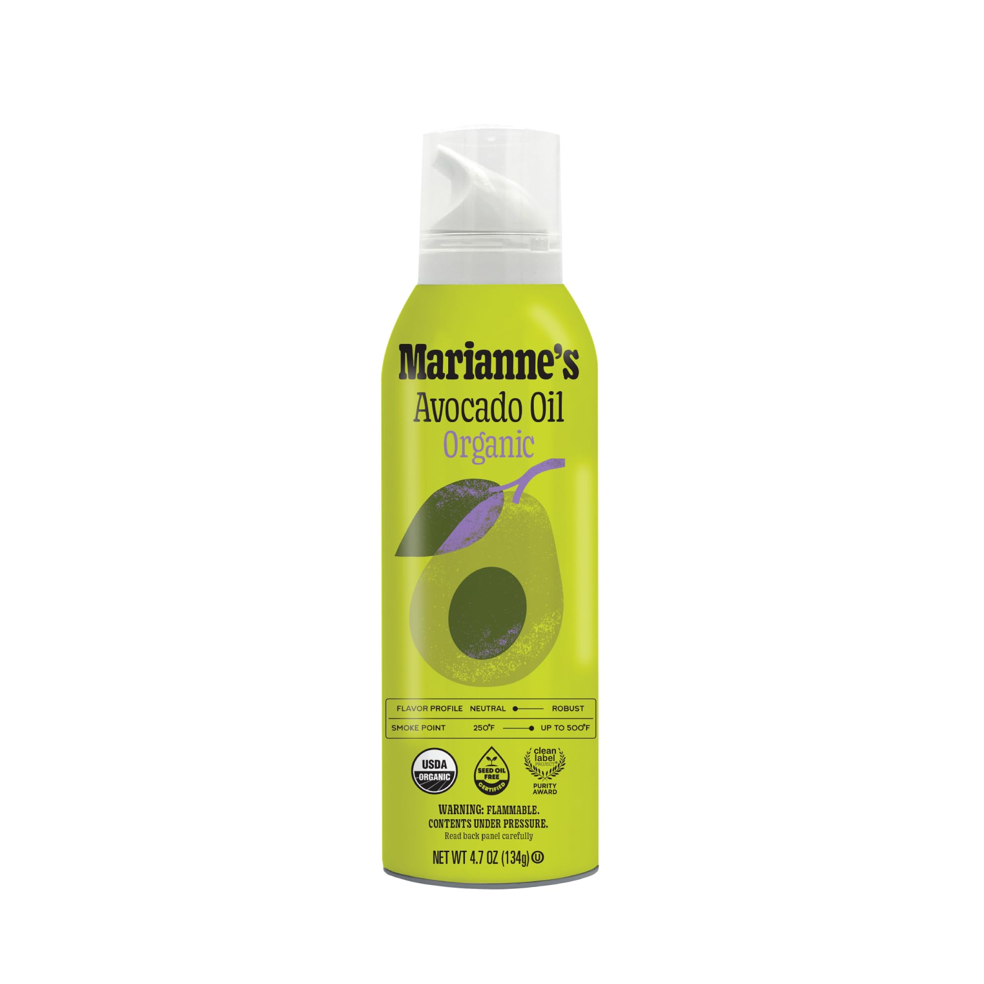 Marianne's Harvest front packaging showing organic label and spray benefit