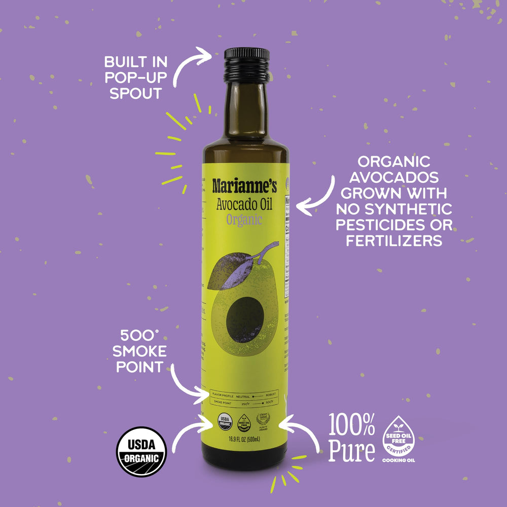 Marianne's Harvest pouring spout in hand for precise, drip-free pouring