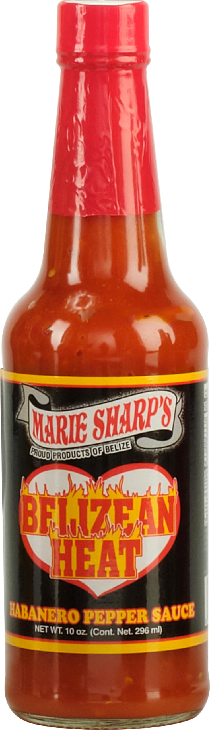 Marie Sharp's close-up label detail showing ingredients and artisan brand, emphasizing farm-to-bottle quality
