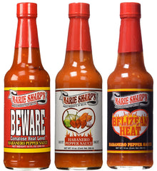 Marie Sharp's front bottle showing label and 10oz size, boosts flavor instantly