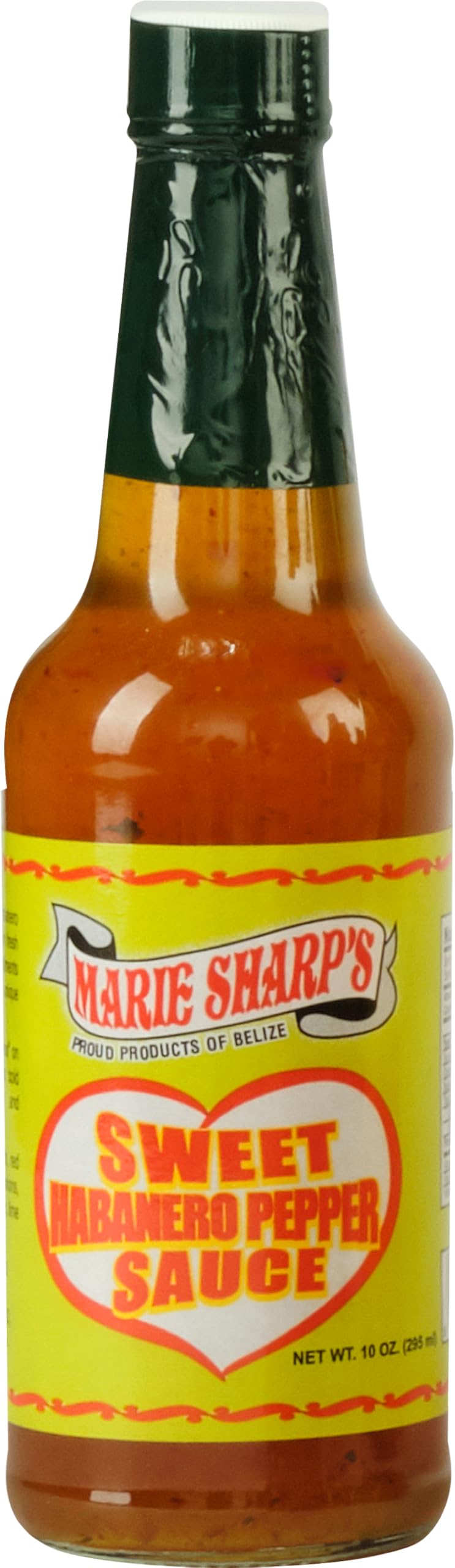 Marie Sharp's front bottle view showing vibrant color and usable benefit