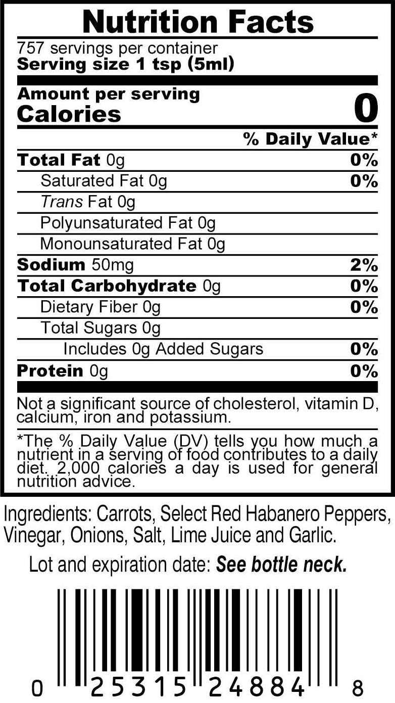 Marie Sharp's gallon next to standard bottle showing bulk size advantage