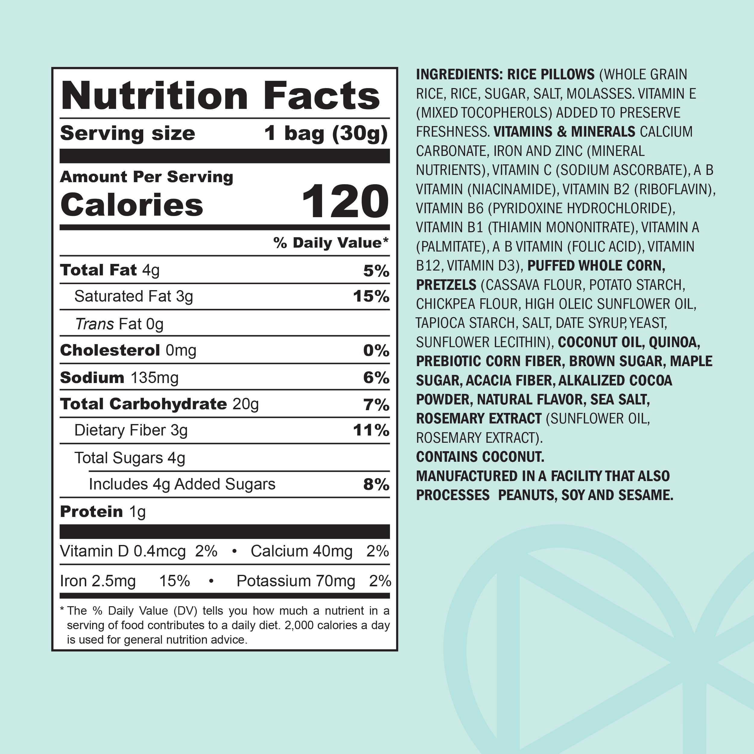 MARIMIX label and nutrition facts highlighting gluten-free and clean ingredients