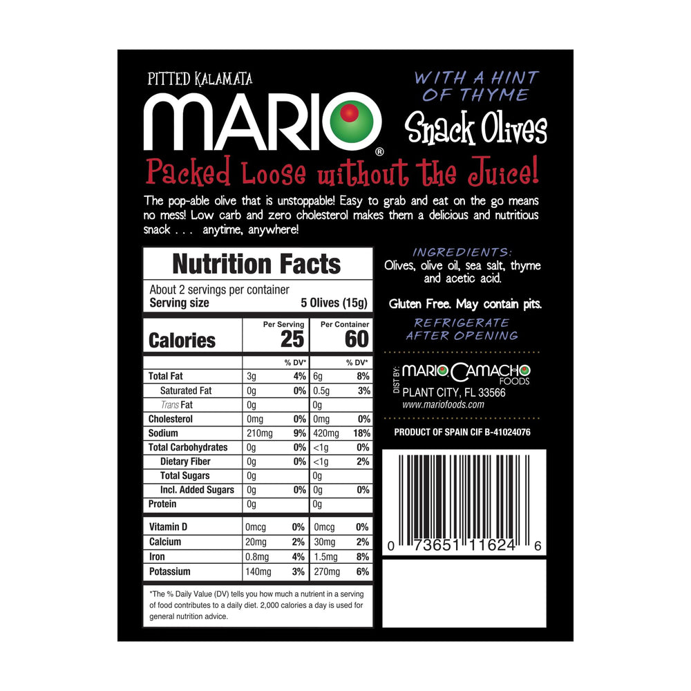 Mario Camacho olives in picnic setting offering mess-free outdoor snacking