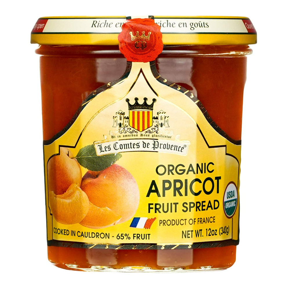 MARKY'S jar front label showing organic apricot preserve and award labels