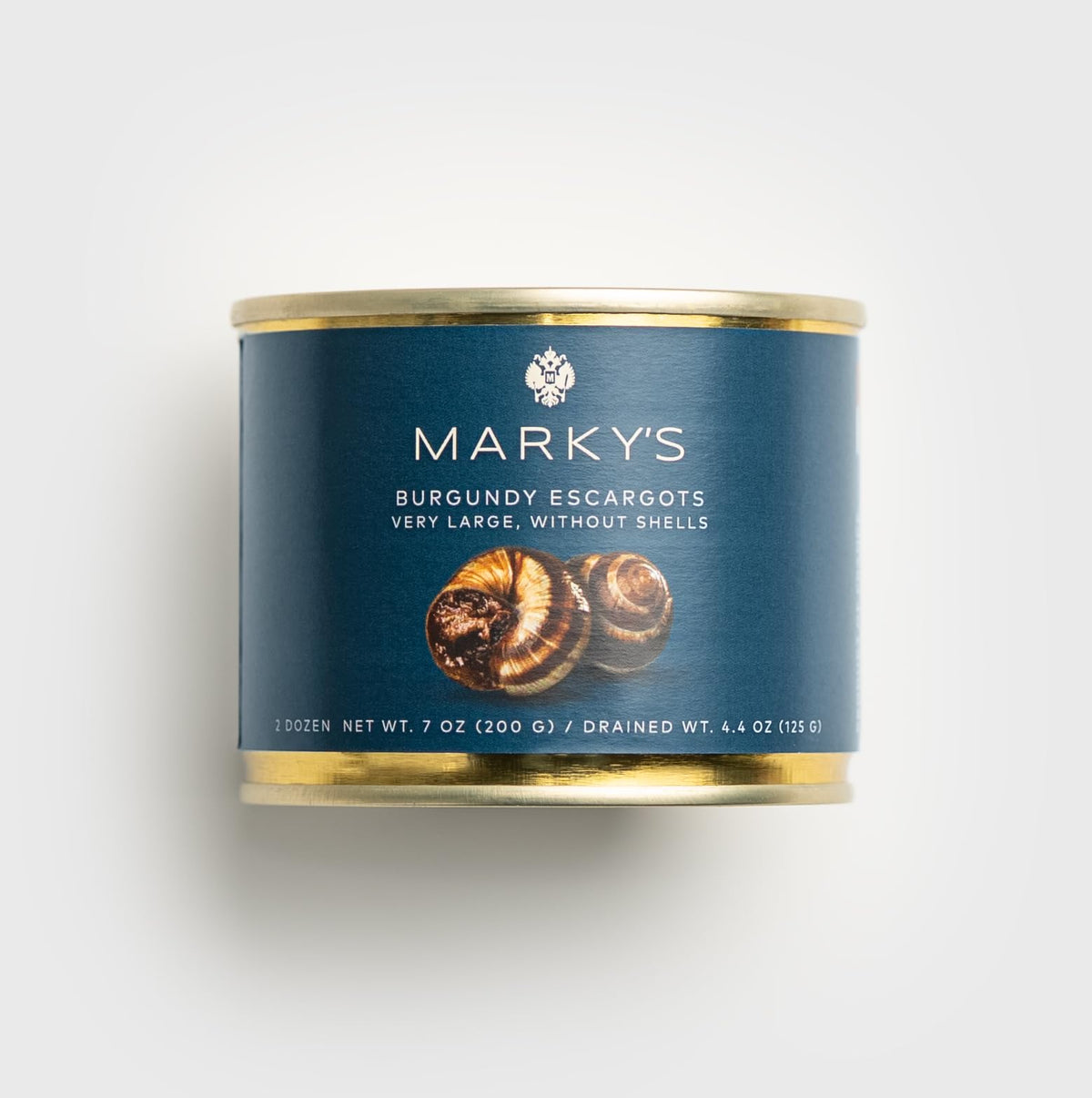 MARKY'S front packaging of frozen very-large escargot showing product and weight, convenient ready-to-cook