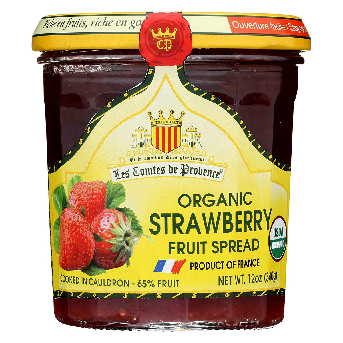 MARKY'S jar front label showing organic strawberry preserve and provenance