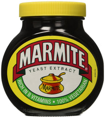 Marmite jar front label showing 500g twin pack and iconic branding for pantry appeal