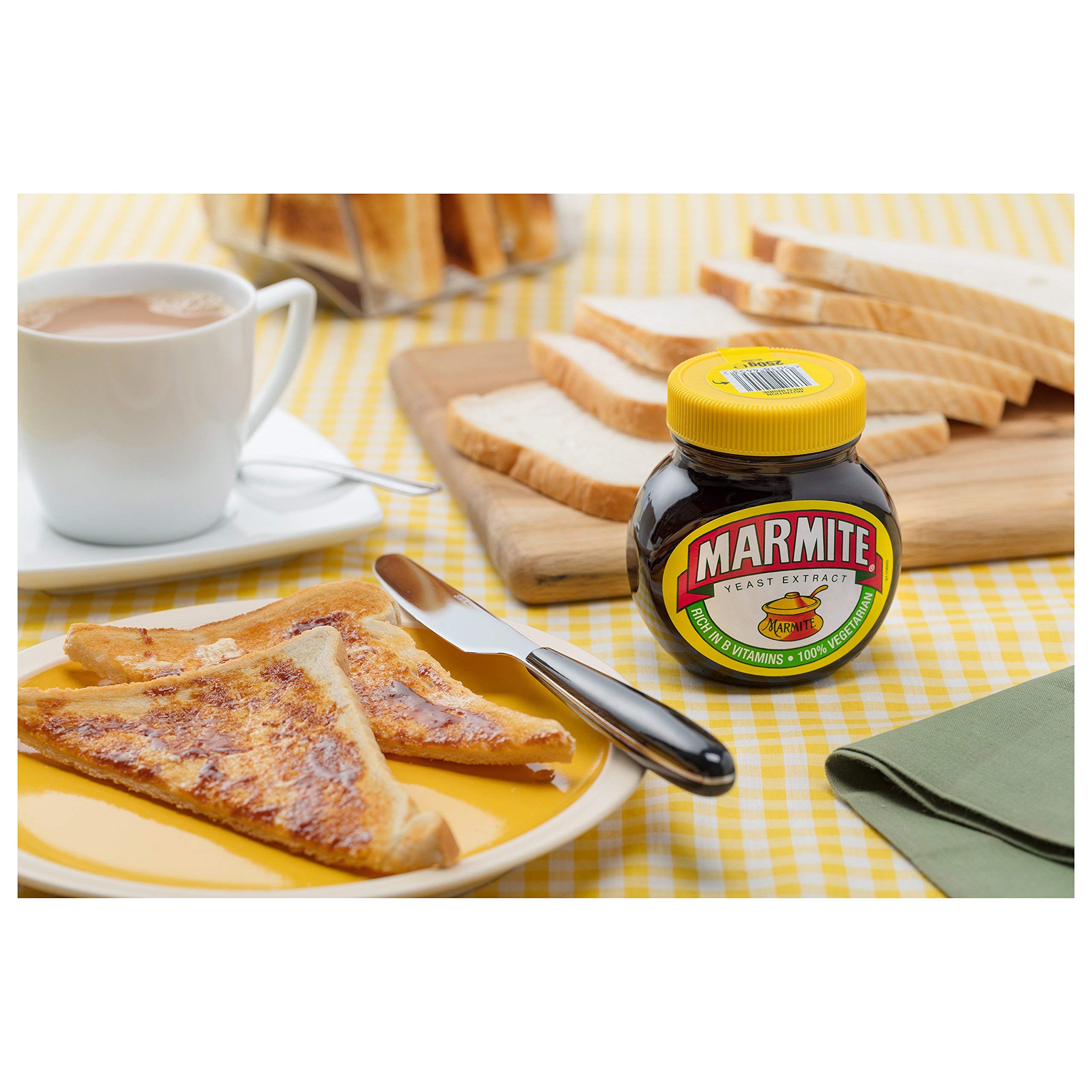 Marmite packaging recycling label close-up showing sustainable disposal and environmental benefit