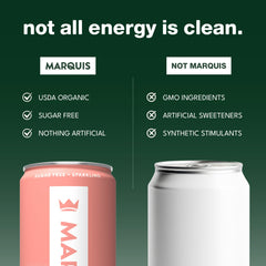MARQUIS ORGANIC ENERGY Lychee Peach can emphasizing delicate fruity taste and refreshment