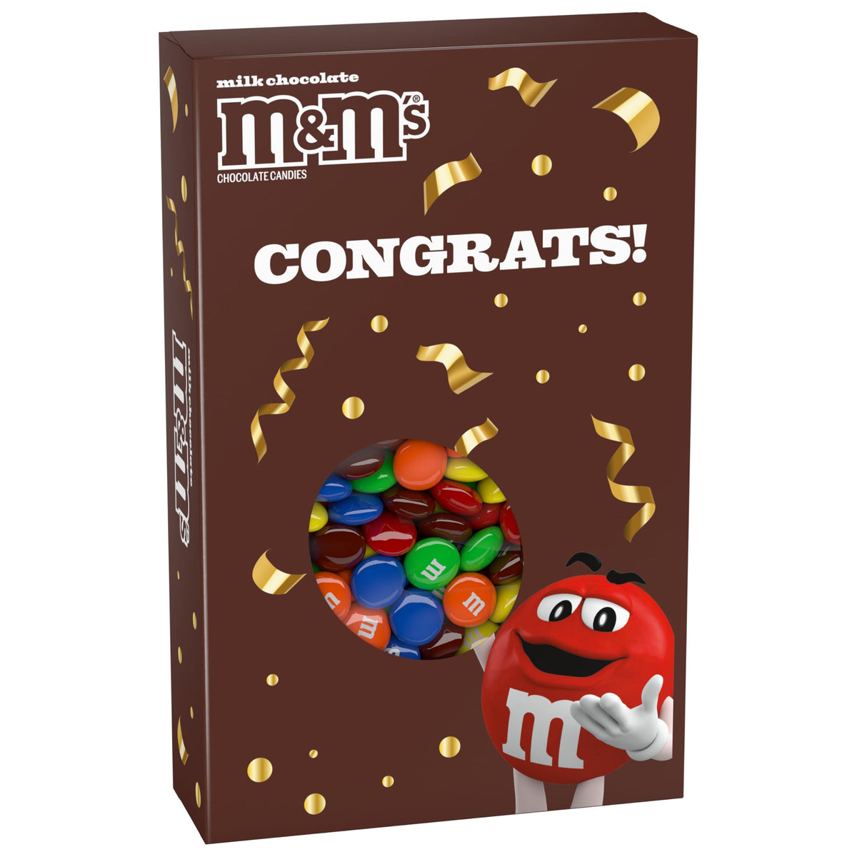 Mars M&M'S front packaging view showing colorful confetti design and gift-ready benefit