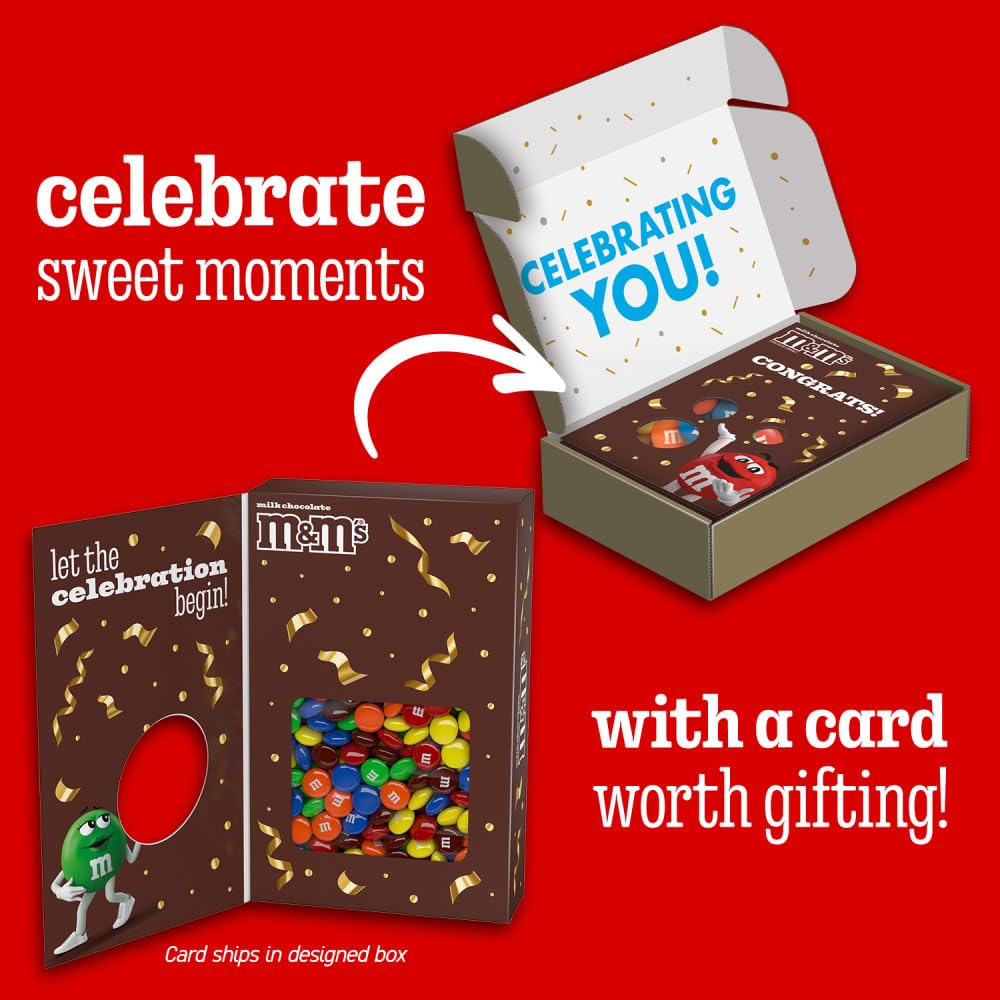 Mars M&M'S open box revealing 10 oz milk chocolate candy for immediate gifting