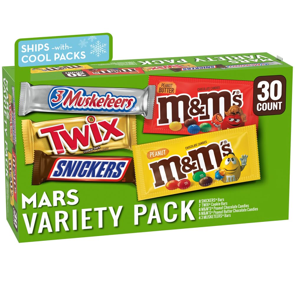 Mars front box showing variety pack and easy grab-and-serve convenience