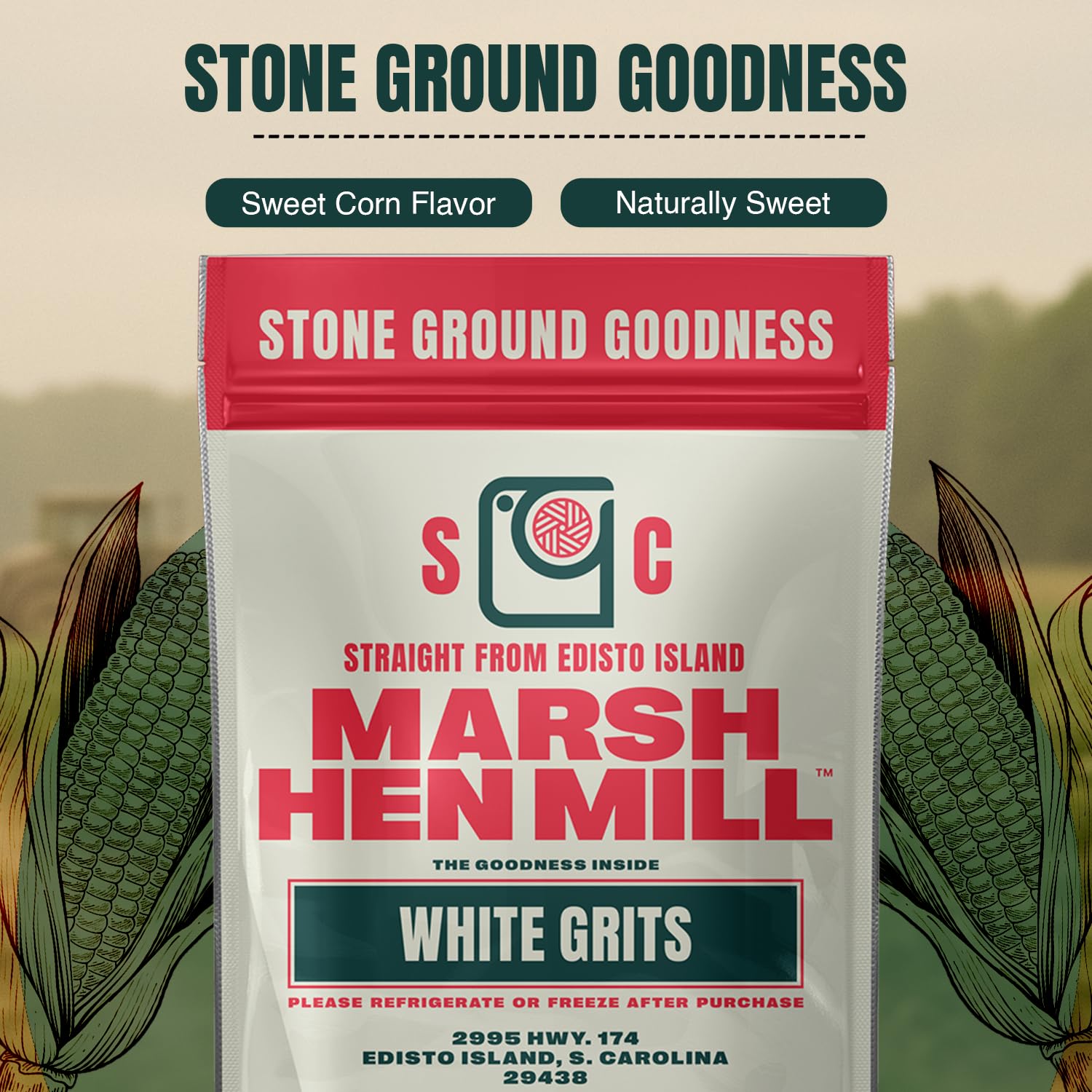 Marsh Hen Mill pouring grits from scoop into pot to show easy cooking and portioning