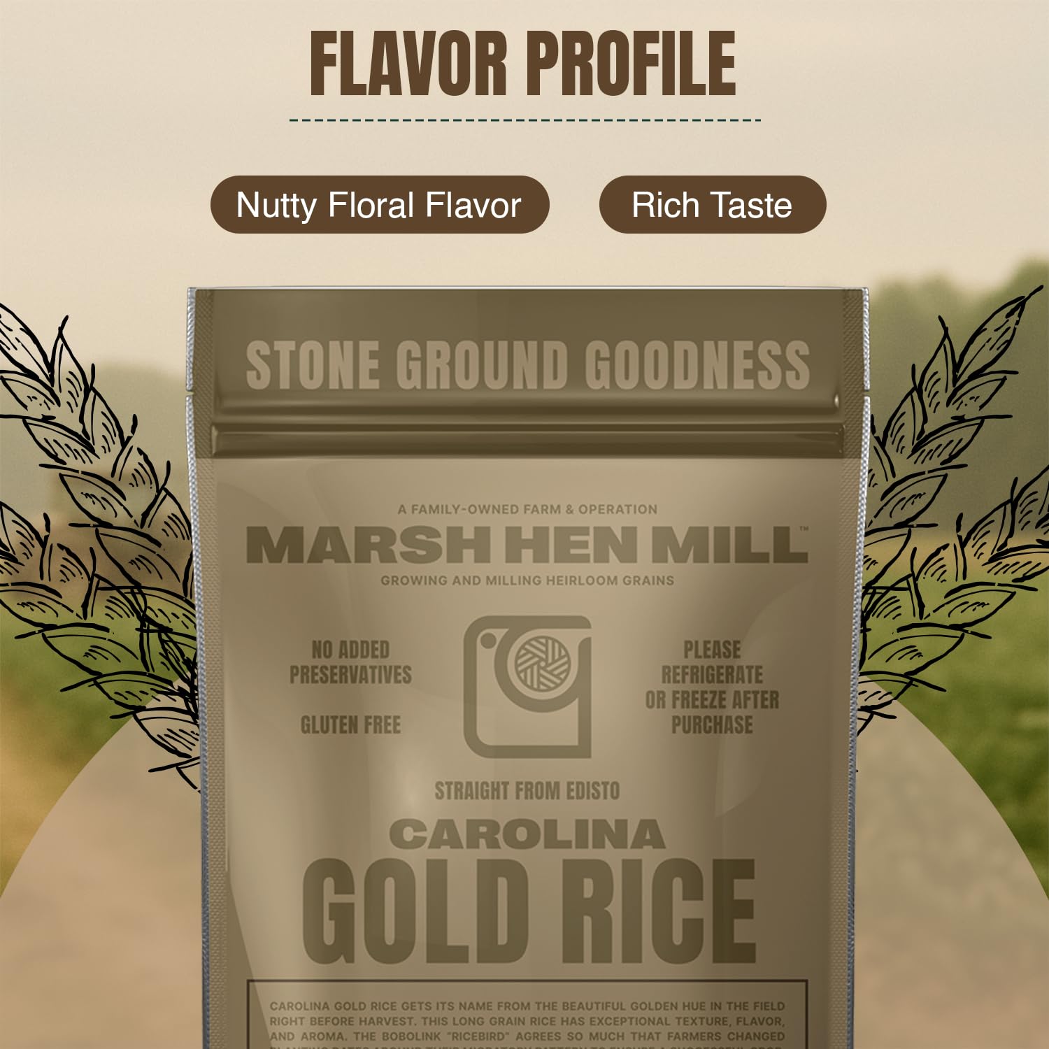 Marsh Hen Mill plated dish pairing rice with protein demonstrating versatile serving ideas
