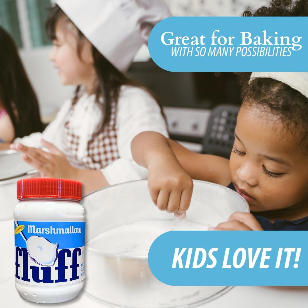 Marshmallow Fluff in mixing bowl with spatula for easy recipe use benefit