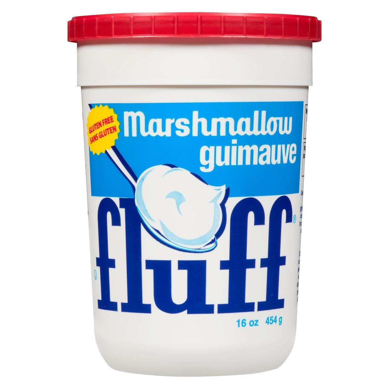Marshmallow Fluff front packaging showing brand and jar size for easy identification and value