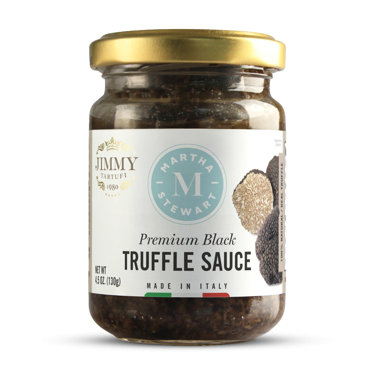 Martha Stewart & Jimmy Tartufi front packaging showing jar and label, premium gift-ready