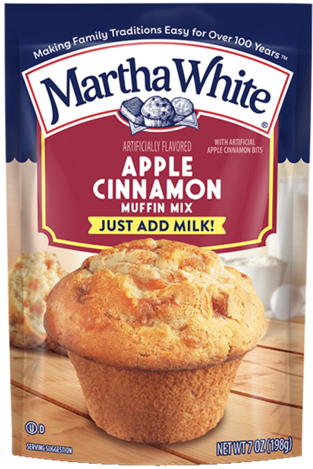 Martha White front packaging showing apple cinnamon mix and clear branding for quick recognition
