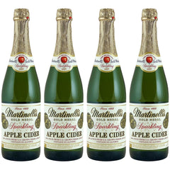 Martinelli's front packaging showing elegant glass bottles and premium presentation benefit