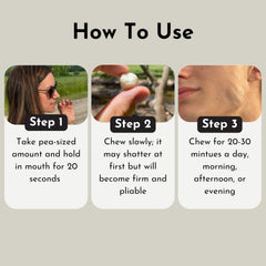 Person chewing Martyr & Myth resin demonstrating jaw strengthening benefit