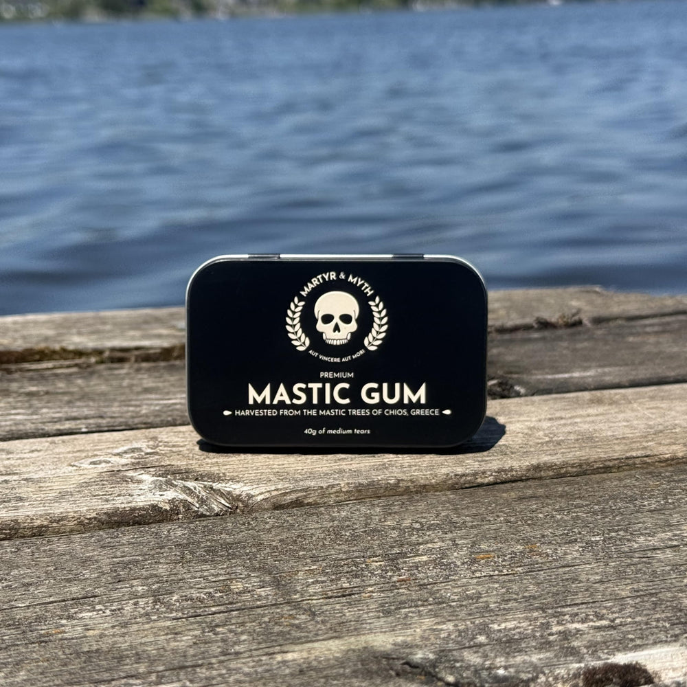 Martyr & Myth tin in a travel pocket illustrating convenient on-the-go use